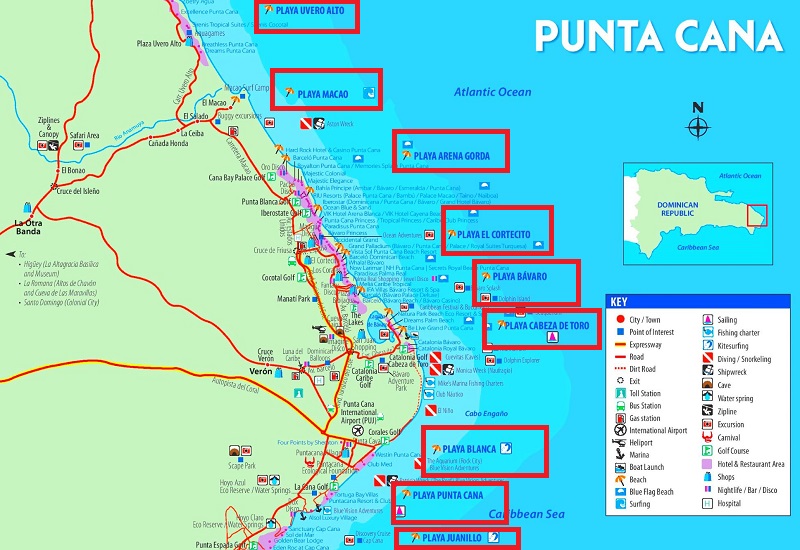 Praias em Punta Cana - Mapa